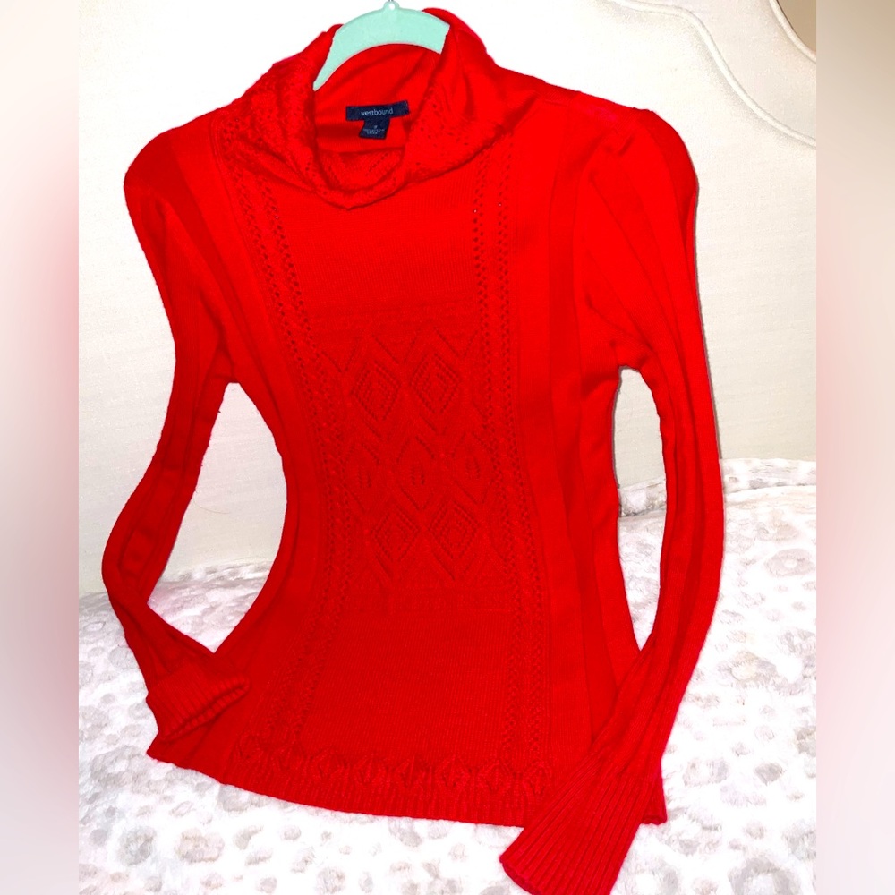 VALENTINES RUBY RED turtle neck sweater WESTBOND size Small blouse festive